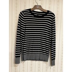 Banana Republic Silk Cashmere Sweater Women’s Size M Black and White Striped